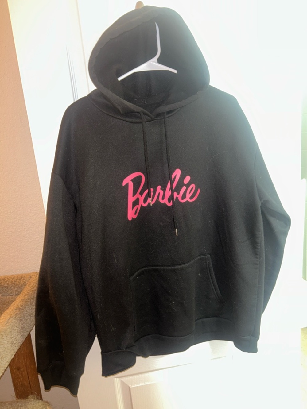 Black Hoodie with Pink 'Barbie' Script